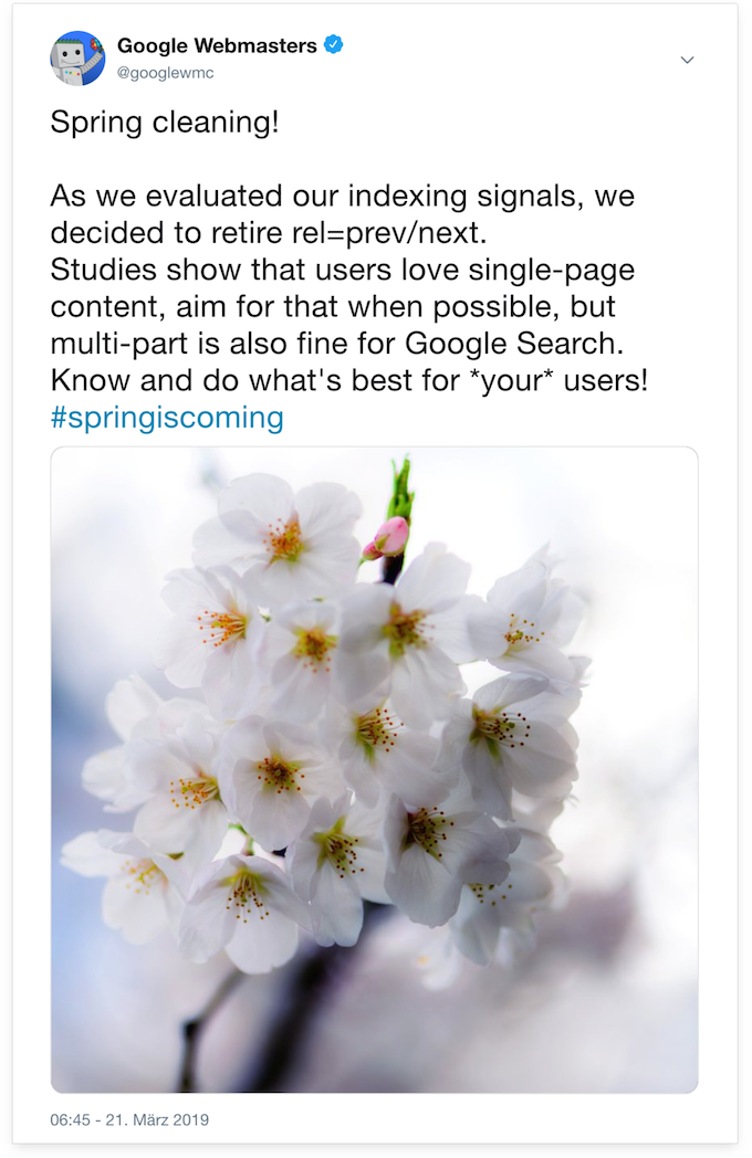 Image of a Tweet by Google Webmasters. 